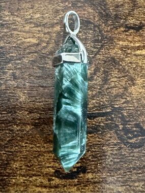 Seraphinite Double Terminated Point Pendant Necklace with 925 Silver Bail